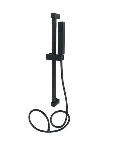 Saliscendi 60cm Doccia Nero Con Doccino Soffione Quadrato Bagno 87495 Tubo 180cm