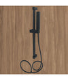 Saliscendi 60cm Doccia Nero Con Doccino Soffione Quadrato Bagno 87495 Tubo 180cm