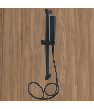 Saliscendi 60cm Doccia Nero Con Doccino Soffione Quadrato Bagno 87495 Tubo 180cm
