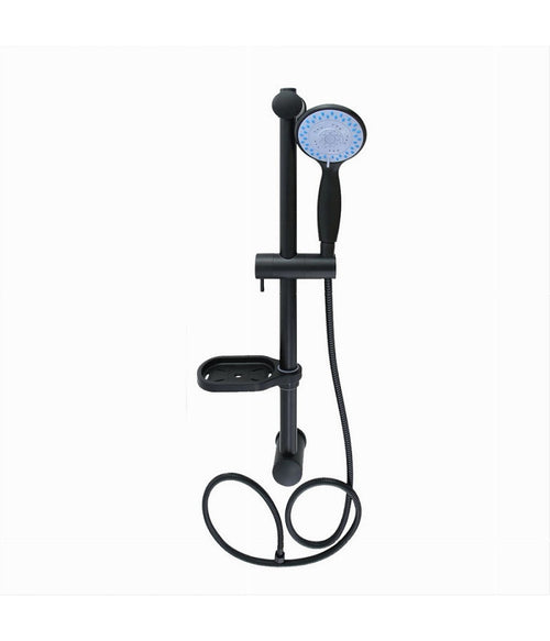 Saliscendi Colonna Doccia Nero Soffione Multigetto Mensola Porta Sapone Bagno 87494