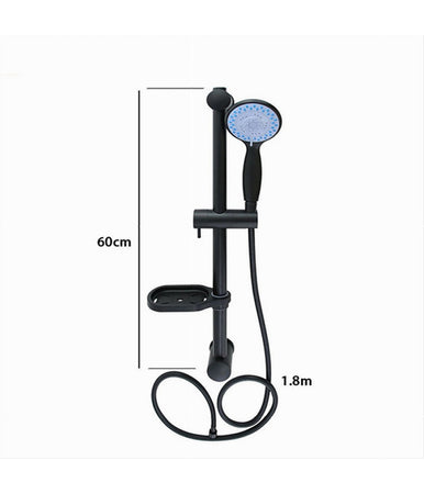 Saliscendi Colonna Doccia Nero Soffione Multigetto Mensola Porta Sapone Bagno 87494