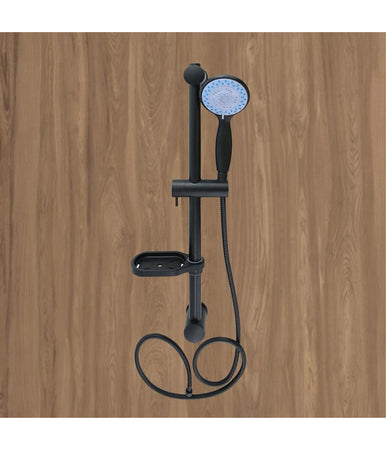 Saliscendi Colonna Doccia Nero Soffione Multigetto Mensola Porta Sapone Bagno 87494