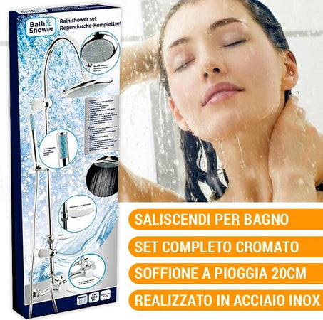 SALISCENDI COMPLETO ASTA DOCCIA DOCCETTA ANTICALCARE ACCIAIO INOX 22X3,2CM CROMO Fai da te/Attrezzature per cucine e bagni/Attrezzature per bagni/Rubinetti per docce e vasche da bagno e parti/Sistemi per vasche da bagno e docce Trade Shop italia - Napoli, Commerciovirtuoso.it