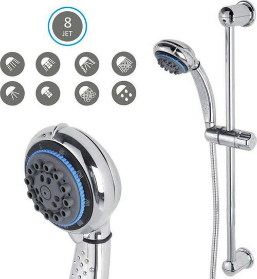 Saliscendi Con Soffione Doccia 8 Funzioni Getti Asta 60 Cm Cromato Bagno Vasca Accessori Doccia Trade Shop italia - Napoli, Commerciovirtuoso.it