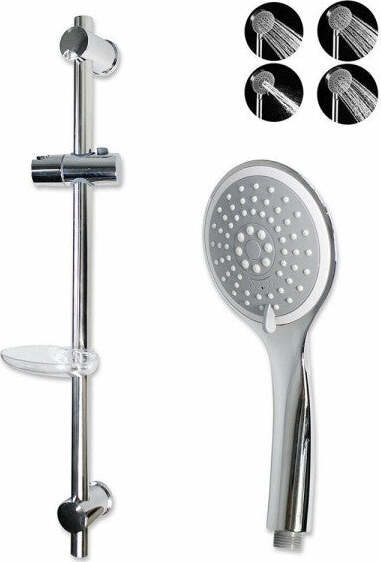 Saliscendi-Con-Soffione-Multigetto-Regolabile-Portasapone-70cm-Attacco-1/2-69138