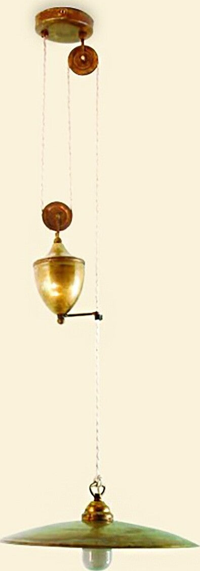 Saliscendi-rustico-Lampadari-Bartalini-ELISALI-35-sospensione-ottone-E27-LED