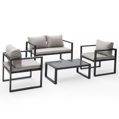 Salottino moderno per esterno Gallipoli in alluminio con cuscini da giardino