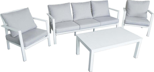 Salotto con cuscini ''Flores Maxi'' in alluminio verniciato da giardino e veranda Giardino e giardinaggio/Arredamento da giardino e accessori/Set di mobili Decor Space - Altamura, Commerciovirtuoso.it