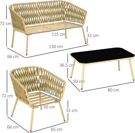 Salotto-da-Esterno-con-Divano-2-Posti,-2-Poltrone-con-Cuscini-e-Tavolino-in-Vetro-860-321V00KK