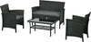 Salotto-da-Esterno-Rattan-PE-con-Divanetto,-2-Poltrone-con-Cuscini-e-Tavolino-in-Vetro,-Nero-e-Grigio-860-331V00GY