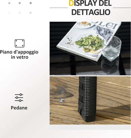 Salotto-da-Esterno-Rattan-PE-con-Divanetto,-2-Poltrone-con-Cuscini-e-Tavolino-in-Vetro,-Nero-e-Grigio-860-331V00GY