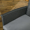 Salotto-da-Esterno-Rattan-PE-con-Divanetto,-2-Poltrone-con-Cuscini-e-Tavolino-in-Vetro,-Nero-e-Grigio-860-331V00GY