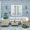 Salotto-da-Giardino-7-Pezzi-Modulabile-in-Rattan-PE-con-Cuscini,-Beige-860-253V00BG