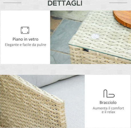 Salotto-da-Giardino-7-Pezzi-Modulabile-in-Rattan-PE-con-Cuscini,-Beige-860-253V00BG