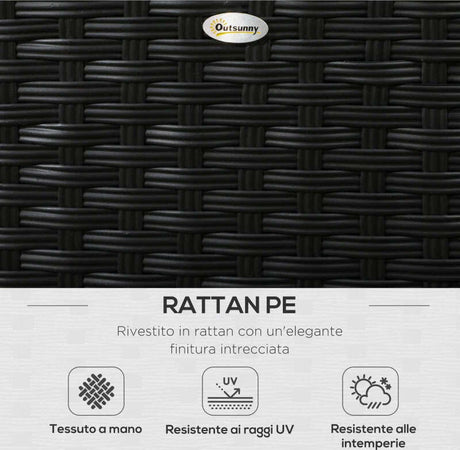 Salotto-da-Giardino-con-2-Poltrone-e-2-Poggiapiedi-in-Rattan-PE,-Tavolino-in-Vetro,-Nero-860-277V00BK