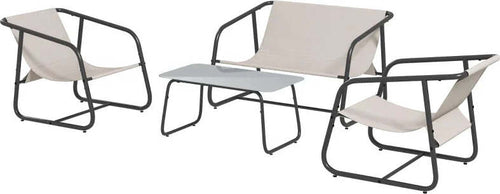 Salotto-da-Giardino-con-Divanetto,-2-Poltrone-e-Tavolino-in-Acciaio-e-Tessuto-a-Rete,-Crema-84G-400V00GY