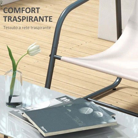 Salotto-da-Giardino-con-Divanetto,-2-Poltrone-e-Tavolino-in-Acciaio-e-Tessuto-a-Rete,-Crema-84G-400V00GY