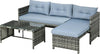 Salotto-da-Giardino-con-Divanetto,-Chaise-Longue-e-Tavolino-in-Rattan-PE-con-Cuscini,-Grigio-860-121V00GY