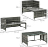 Salotto-da-Giardino-con-Divanetto,-Chaise-Longue-e-Tavolino-in-Rattan-PE-con-Cuscini,-Grigio-860-121V00GY