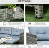 Salotto-da-Giardino-con-Divanetto,-Chaise-Longue-e-Tavolino-in-Rattan-PE-con-Cuscini,-Grigio-860-121V00GY