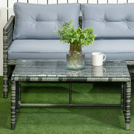 Salotto-da-Giardino-con-Divanetto,-Chaise-Longue-e-Tavolino-in-Rattan-PE-con-Cuscini,-Grigio-860-121V00GY
