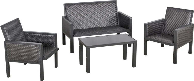 Salotto-da-Giardino-con-Divano-da-Esterno-e-Tavolino,-Mobili-da-Giardino-in-Rattan-Sintetico,-Set-4-Pz,-Grigio-860-166