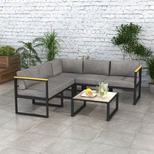 Salotto-da-Giardino-con-Divano-e-Tavolino-in-Alluminio-con-Cuscini-Imbottiti,-Grigio-84G-307V00GY