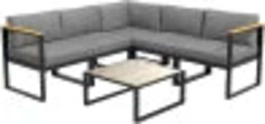 Salotto-da-Giardino-con-Divano-e-Tavolino-in-Alluminio-con-Cuscini-Imbottiti,-Grigio-84G-307V00GY
