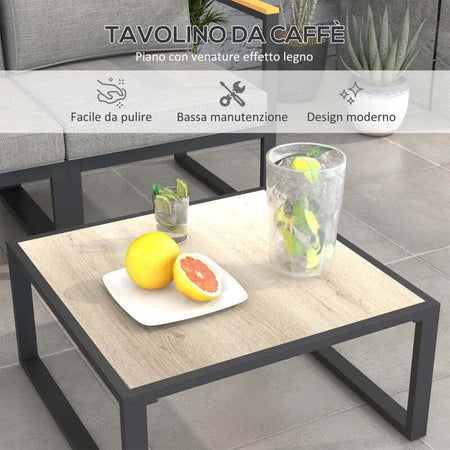 Salotto-da-Giardino-con-Divano-e-Tavolino-in-Alluminio-con-Cuscini-Imbottiti,-Grigio-84G-307V00GY