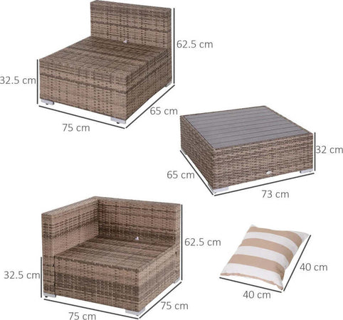 Salotto-da-Giardino-in-Rattan-da-7-Pezzi-con-Tavolino-e-Divano-Modulabile-con-Cuscini,-Grigio-860-020V03