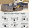 Salotto-da-Giardino-in-Rattan-da-7-Pezzi-con-Tavolino-e-Divano-Modulabile-con-Cuscini,-Grigio-860-020V03