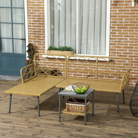 Salotto-da-Giardino-in-Rattan-PE-con-Chaise-Longue,-Divano-2-Posti-e-Tavolino,-Crema-84G-359V00CW