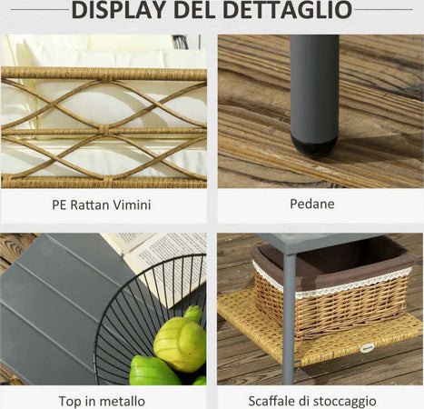 Salotto-da-Giardino-in-Rattan-PE-con-Chaise-Longue,-Divano-2-Posti-e-Tavolino,-Crema-84G-359V00CW