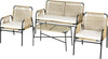 Salotto-da-Giardino-in-Rattan-PE-con-Divanetto-e-2-Poltrone-con-Cuscini,-Tavolino-in-Vetro,-Giallo-860-286V02YL