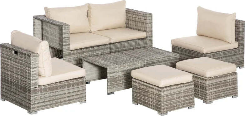 Salotto-da-Giardino-in-Rattan-PE-da-8-Pezzi-con-Poltrone,-Tavolini-e-Sgabelli,-Beige-860-099BG