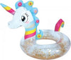Salvagente-Unicorno-Bianco-Arcobaleno-Ciambella-Glitterato-Mare-Diametro-90-Cm