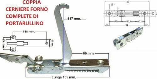 SAMET COPPIA CERNIERE PORTA FORNO 155 X 22 CM SPORTELLO MOLLE COMPLETE Casa e cucina/Grandi elettrodomestici/Accessori e parti di ricambio/Ricambi e accessori per forni/Finiture e manopole per forni Rossi Ricambi - Venetico Marina, Commerciovirtuoso.it