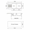 Samet Lavello 116x50 2 vasche Granitovero1162vsbip gocciolatoio bianco