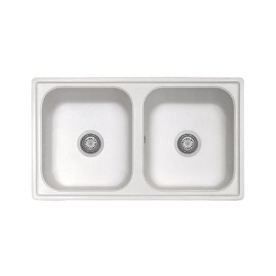 Samet Lavello 86x50 Granitovero862vbip 2 vasche bianco