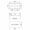 Samet Lavello 86x50 Granitovero862vbip 2 vasche bianco