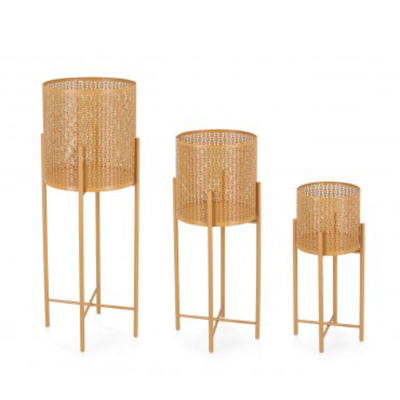 Set 3 PortaVaso Samir Tondo Alto Giallo per uso interno ed esterno.