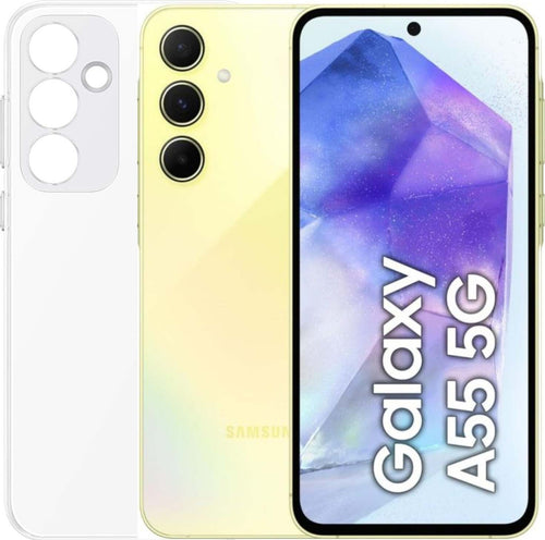 SAMSUNG-GALAXY-A55-5G-8GB-RAM-128GB-DUAL-SIM-AWESOME-LEMON-+-COVER-CLEAR-CASE-OMAGGIO