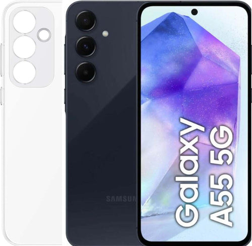 SAMSUNG-GALAXY-A55-5G-8GB-RAM-256GB-DUAL-SIM-NAVY-+-COVER-CLEAR-CASE-OMAGGIO