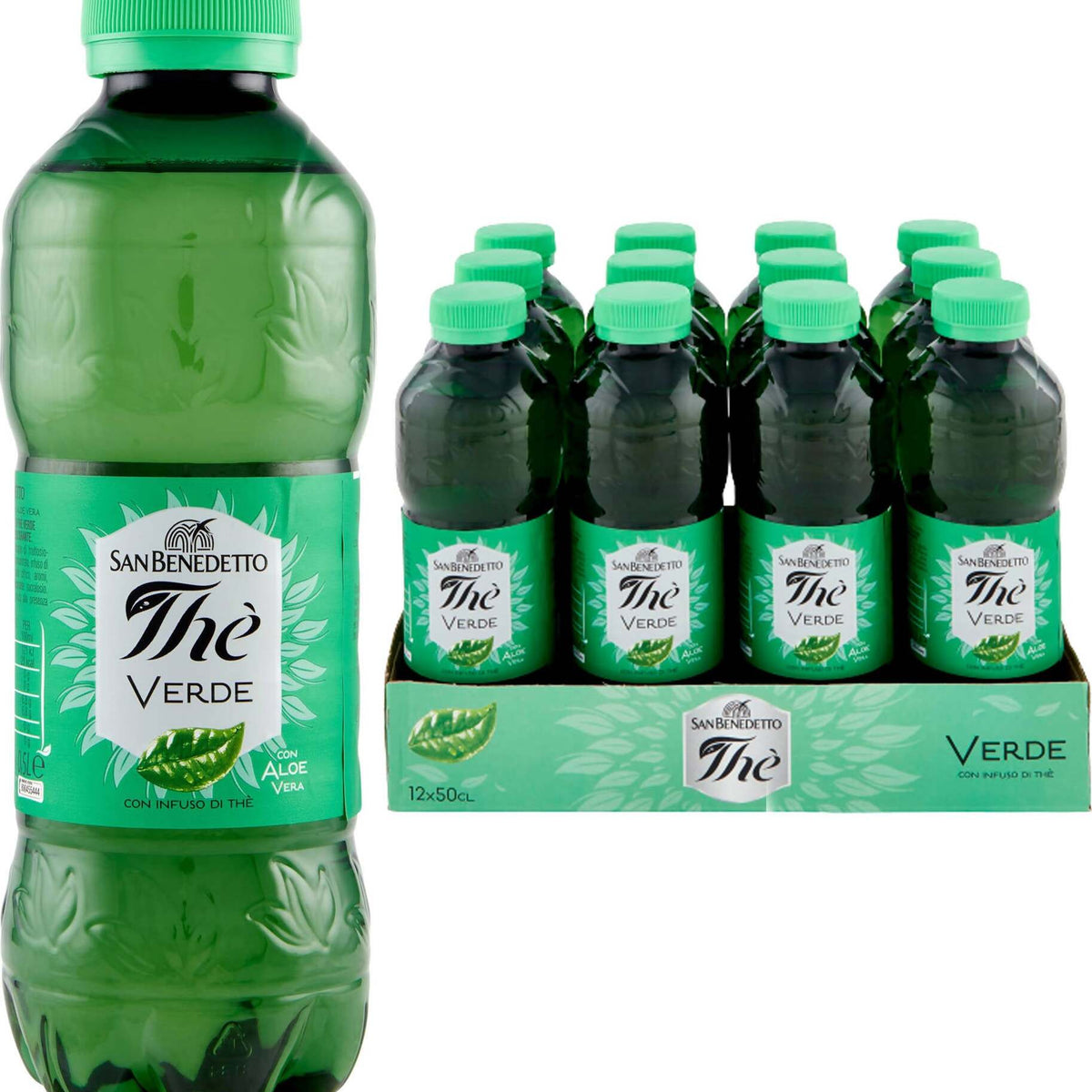 San Benedetto Thé Verde Con Aloe Vera 50 Cl Pet Confezione Da 12 Pz.  Bevanda Analcolica Di The' Verde, Con Fruttosio - 50 Cl [Confezione da 12]  Sanbenedetto