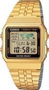 Orologio Casio unisex, A-500WGA-1D, versione gold con fusi orari, acciaio inossidabile, movimento al quarzo