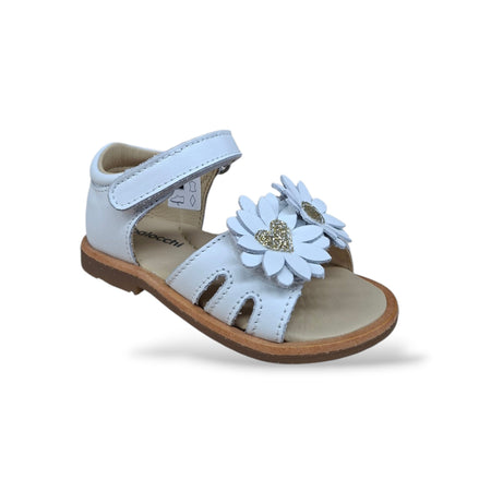 Sandali Tallonati Primi Passi Balocchi Paris 161339 Bianco-Oro – Pelle Velcro Bambine