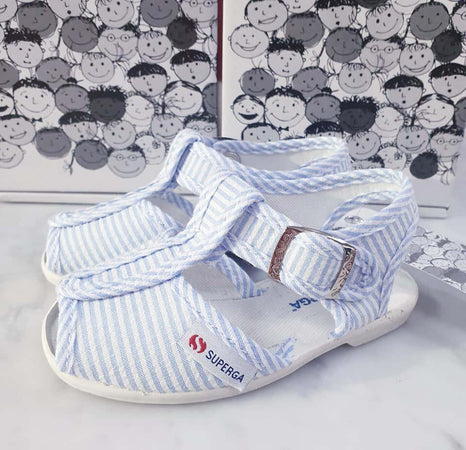 Sandali Bambino Superga Scarpine Azzurre a Righe Con Chiusura Cinturino Alla Caviglia E Fibbia Sandali Fondo in Gomma Logo Laterale Moda/Bambini e ragazzi/Scarpe/Sandali D'Avanzo Clazature - Nola, Commerciovirtuoso.it
