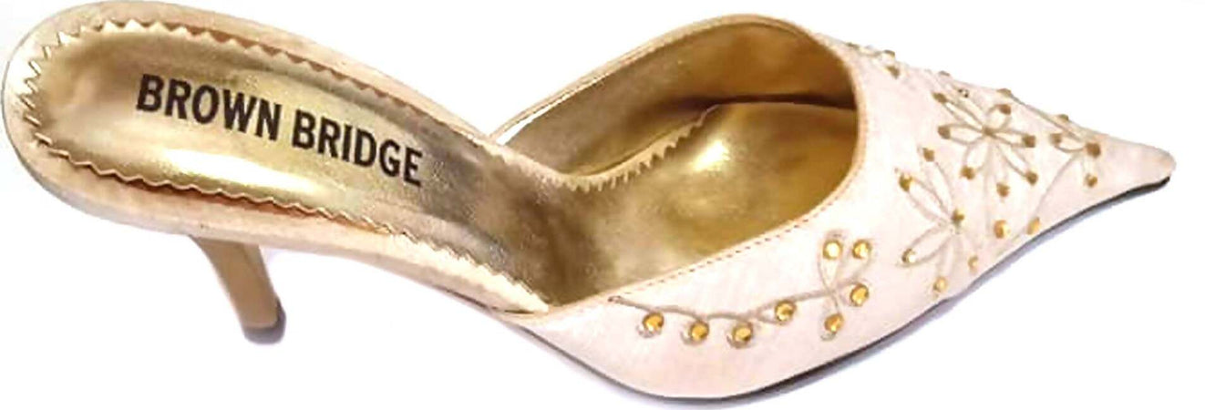Brown Bridge Scarpe Donna Estive Punta Scarpa Estiva Elegante Ricamata Perline Scarpa Oro Chiaro Tacchi Donna Gioiello ART. 808-661 zoccoletta donna L'Orchidea - Siderno, Commerciovirtuoso.it
