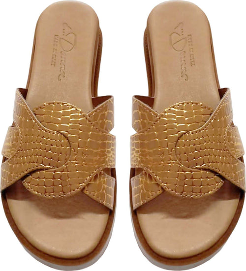 Sandali Donna Aperti Ciabatte Intrecciate Made in Italy Oro Sandalo Ciabatta con Zeppa 0.5 cm Estiva ART. 670-6155 ZATTERONA DONNA L'Orchidea - Siderno, Commerciovirtuoso.it