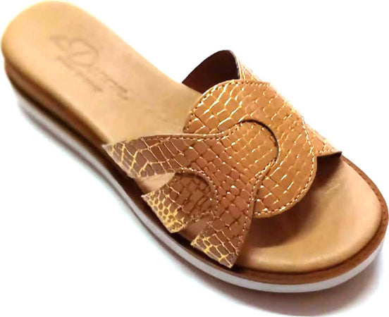 Sandali Donna Aperti Ciabatte Intrecciate Made in Italy Oro Sandalo Ciabatta con Zeppa 0.5 cm Estiva ART. 670-6155 ZATTERONA DONNA L'Orchidea - Siderno, Commerciovirtuoso.it